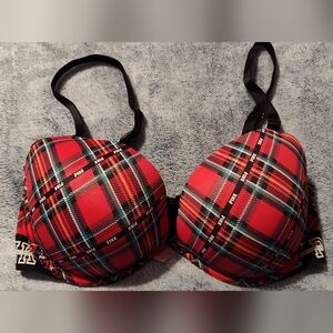 Victoria Secret Pink Red plaid bra size 34DD